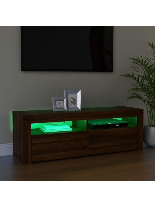 Tv skapītis ar led lampiņām, ozolkoka krāsa, 120x35x40 cm