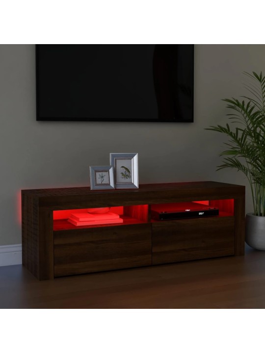 Tv skapītis ar led lampiņām, ozolkoka krāsa, 120x35x40 cm
