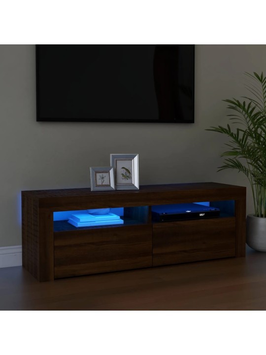 Tv skapītis ar led lampiņām, ozolkoka krāsa, 120x35x40 cm
