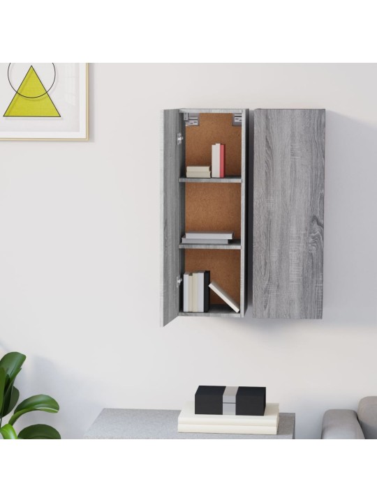 Tv skapīši 2 gab., pelēka ozola 30,5x30x90 cm inženierijas koks