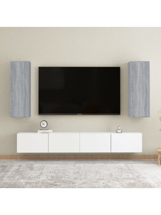 Tv skapīši 2 gab., pelēka ozola 30,5x30x90 cm inženierijas koks