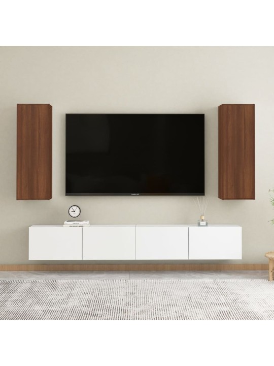 Tv skapīši, 2 gab., brūna ozola 30,5x30x90 cm inženierijas koks