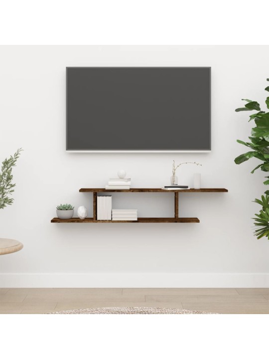 Sienas tv plaukts, ozola krāsa, 125x18x23 cm, inženierijas koks
