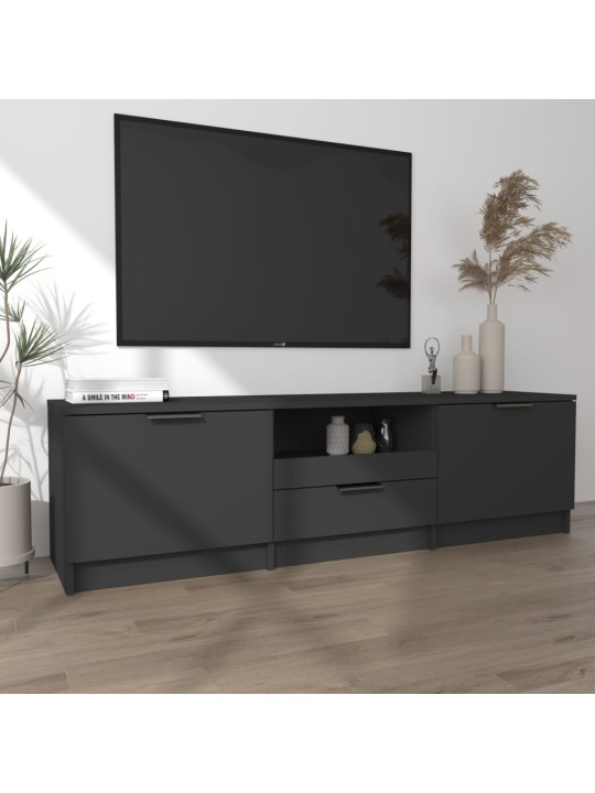 Tv skapītis, melns, 140x35x40 cm, inženierijas koks