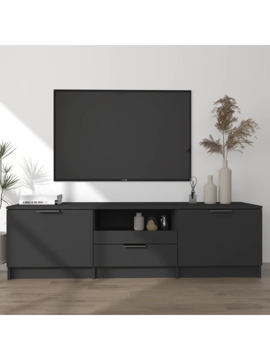 Tv skapītis, melns, 140x35x40 cm, inženierijas koks