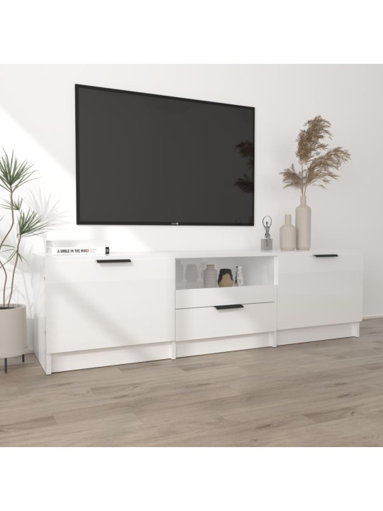 Tv skapītis, spīdīgi balts, 140x35x40 cm, inženierijas koks