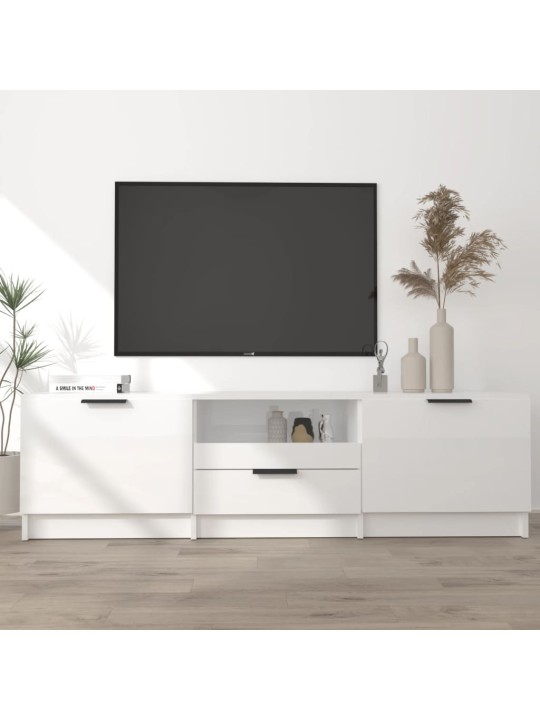Tv skapītis, spīdīgi balts, 140x35x40 cm, inženierijas koks