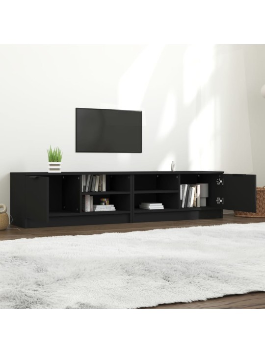 Tv skapīši, 2 gab., melni, 80x35x36,5 cm, inženierijas koks
