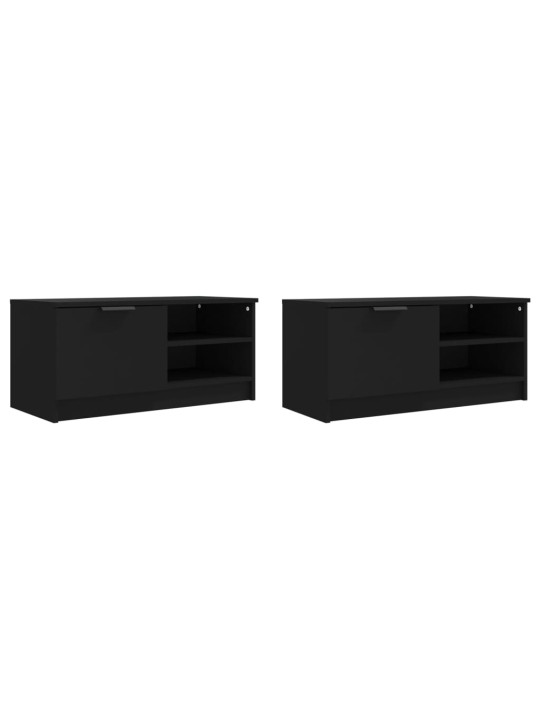 Tv skapīši, 2 gab., melni, 80x35x36,5 cm, inženierijas koks