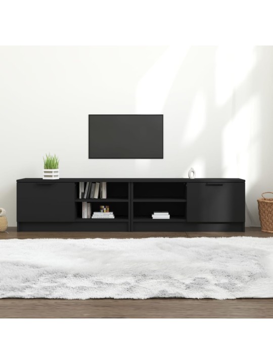 Tv skapīši, 2 gab., melni, 80x35x36,5 cm, inženierijas koks