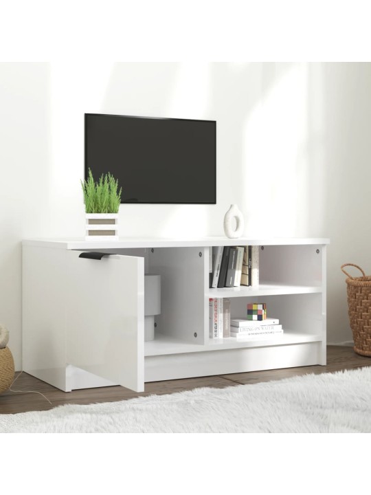 Tv skapītis, spīdīgi balts, 80x35x36,5 cm, inženierijas koks
