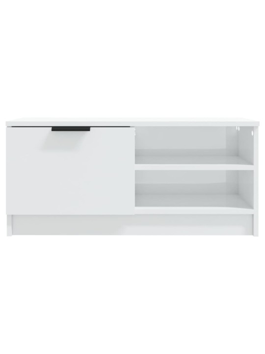 Tv skapītis, spīdīgi balts, 80x35x36,5 cm, inženierijas koks