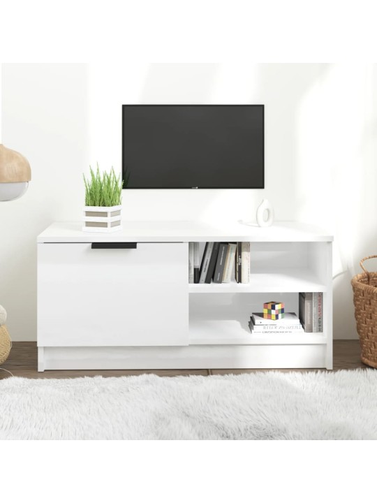 Tv skapītis, spīdīgi balts, 80x35x36,5 cm, inženierijas koks