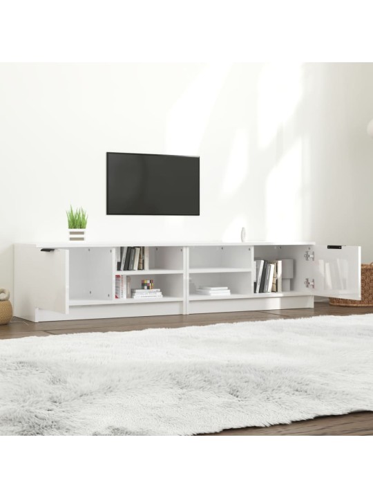 Tv skapīši 2 gab., spīdīgi balti 80x35x36,5cm inženierijas koks