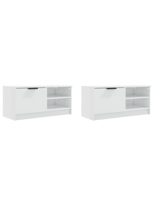 Tv skapīši 2 gab., spīdīgi balti 80x35x36,5cm inženierijas koks