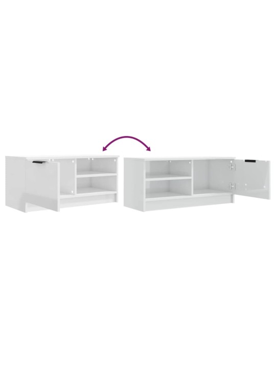 Tv skapīši 2 gab., spīdīgi balti 80x35x36,5cm inženierijas koks