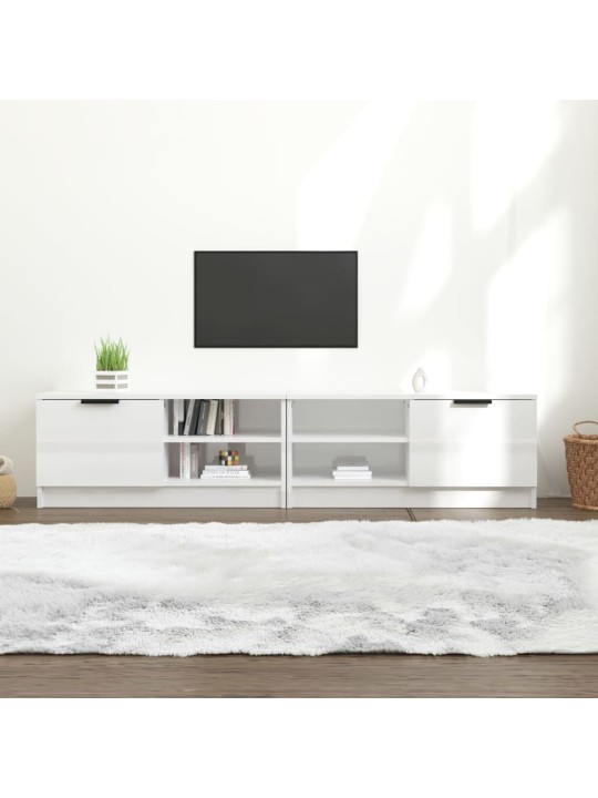 Tv skapīši 2 gab., spīdīgi balti 80x35x36,5cm inženierijas koks