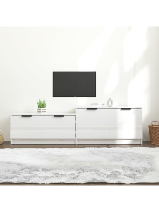 Tv skapītis, spīdīgi balts, 158,5x36x45 cm, inženierijas koks