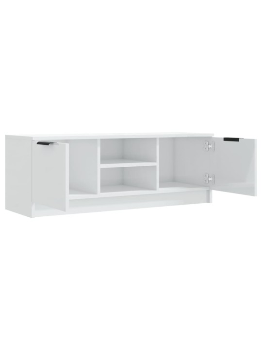 Tv skapītis, spīdīgi balts, 100x31,5x35 cm, inženierijas koks