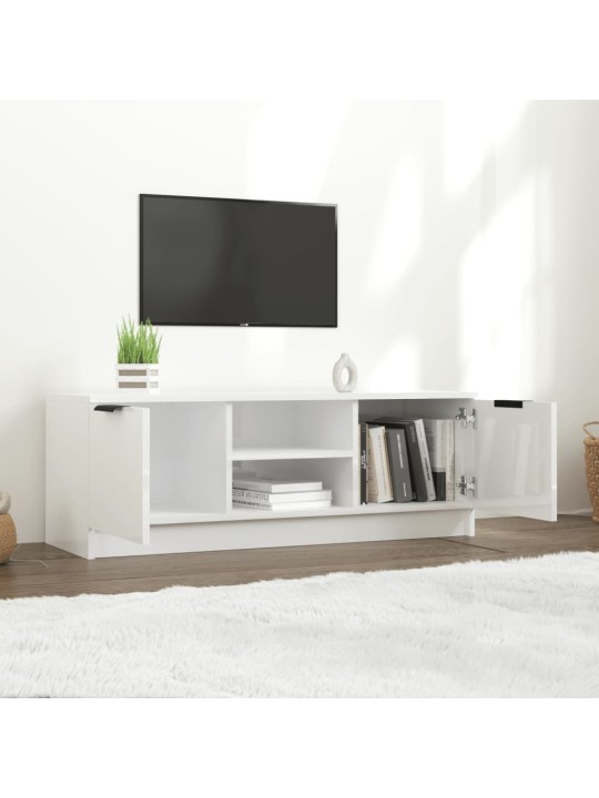 Tv skapītis, spīdīgi balts, 100x31,5x35 cm, inženierijas koks