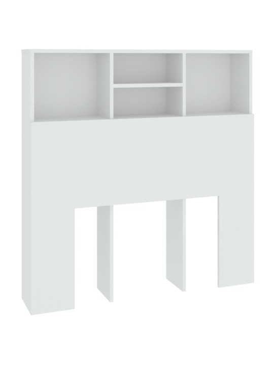 Gultas galvgalis ar plauktu, balts, 100x19x103,5 cm