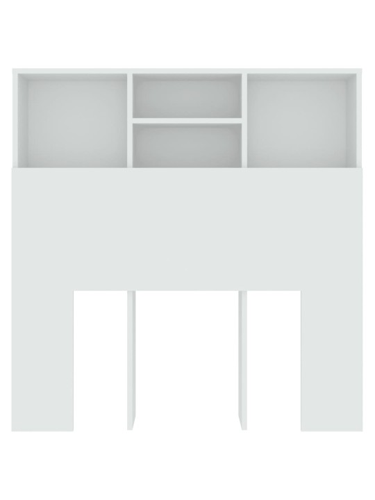 Gultas galvgalis ar plauktu, balts, 100x19x103,5 cm