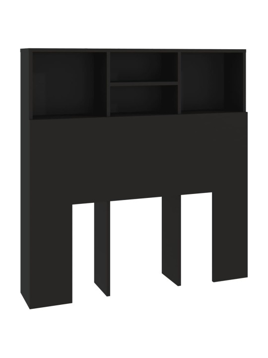 Gultas galvgalis ar plauktu, melns, 100x19x103,5 cm
