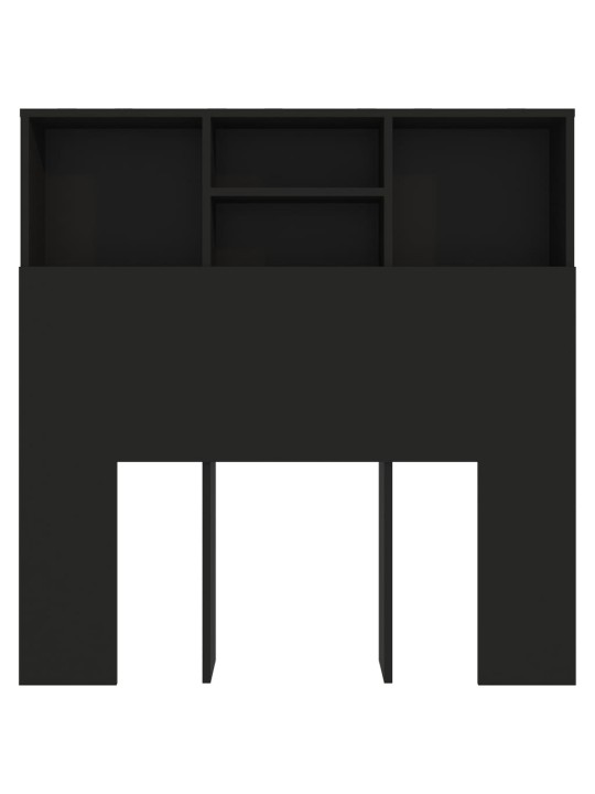 Gultas galvgalis ar plauktu, melns, 100x19x103,5 cm