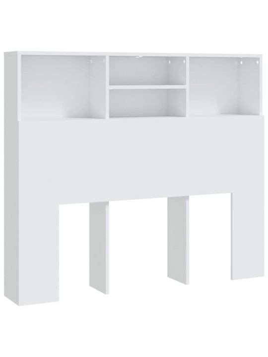 Gultas galvgalis ar plauktu, balts, 120x19x103,5 cm