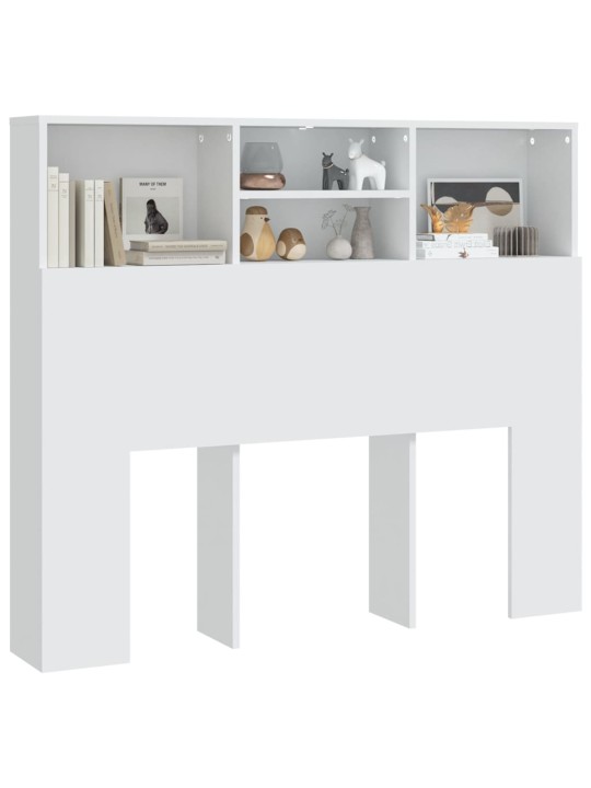 Gultas galvgalis ar plauktu, balts, 120x19x103,5 cm