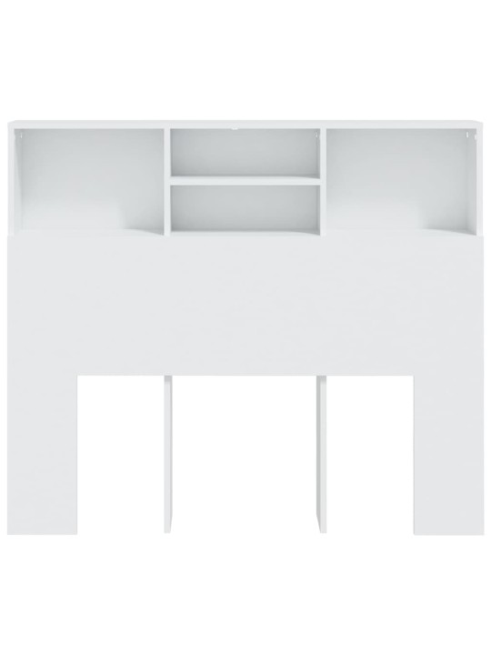 Gultas galvgalis ar plauktu, balts, 120x19x103,5 cm