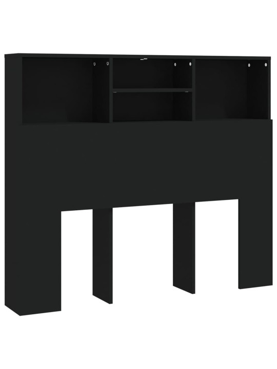 Gultas galvgalis ar plauktu, melns, 120x19x103,5 cm