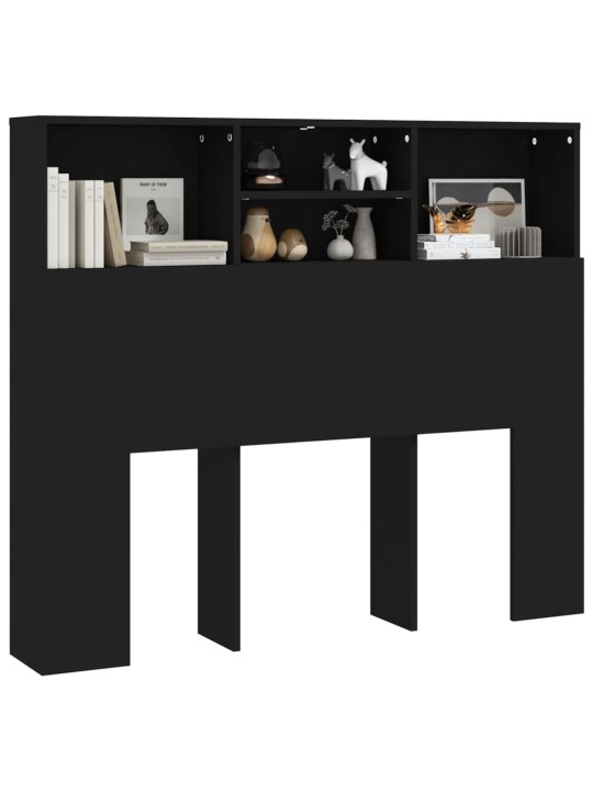 Gultas galvgalis ar plauktu, melns, 120x19x103,5 cm