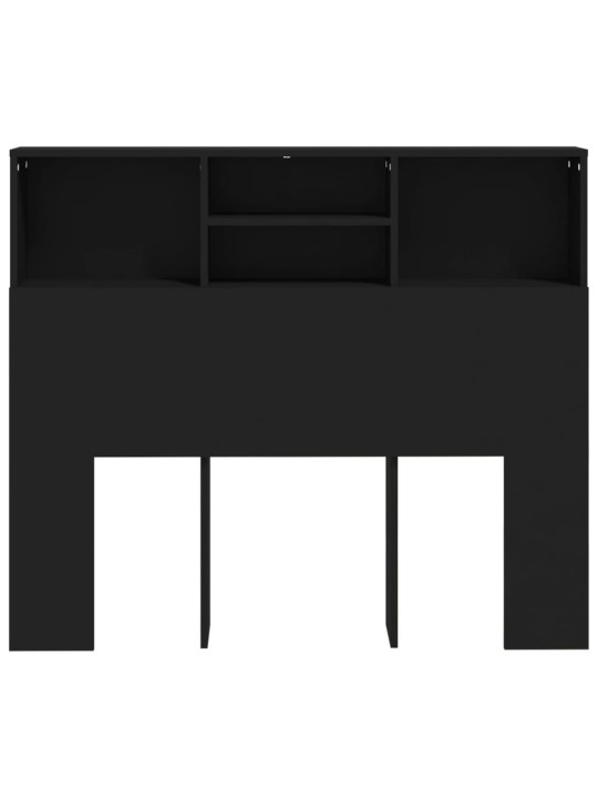 Gultas galvgalis ar plauktu, melns, 120x19x103,5 cm