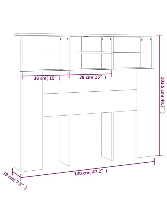 Gultas galvgalis ar plauktu, melns, 120x19x103,5 cm