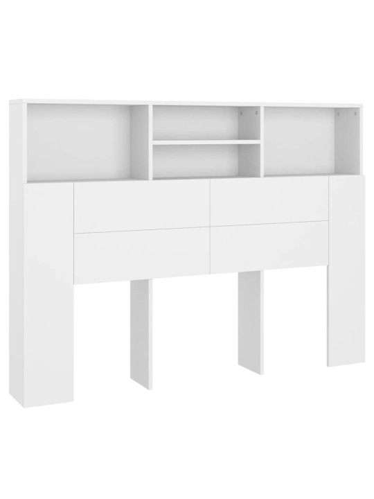 Gultas galvgalis ar plauktu, balts, 140x19x103,5 cm