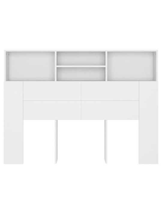 Gultas galvgalis ar plauktu, balts, 140x19x103,5 cm