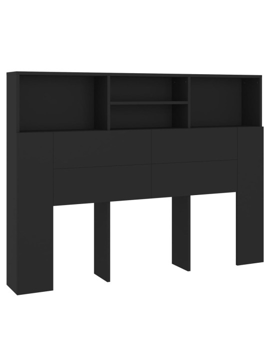 Gultas galvgalis ar plauktu, melns, 140x19x103,5 cm