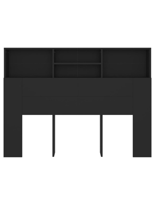 Gultas galvgalis ar plauktu, melns, 140x19x103,5 cm