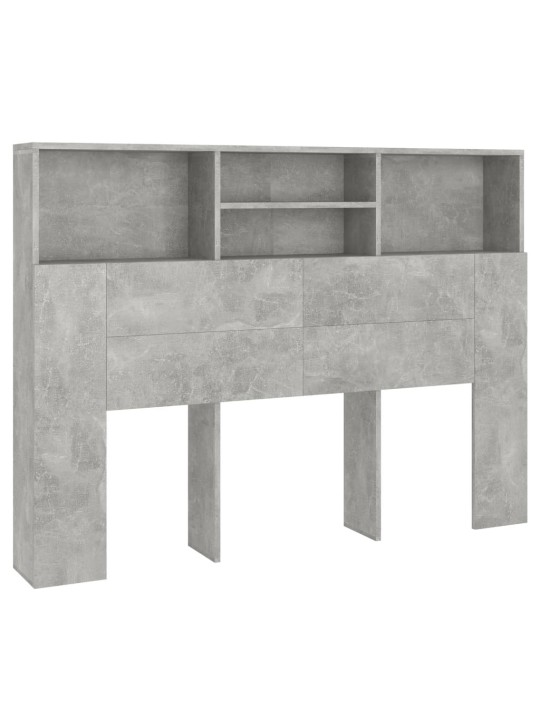 Gultas galvgalis ar plauktu, betona pelēks, 140x19x103,5 cm