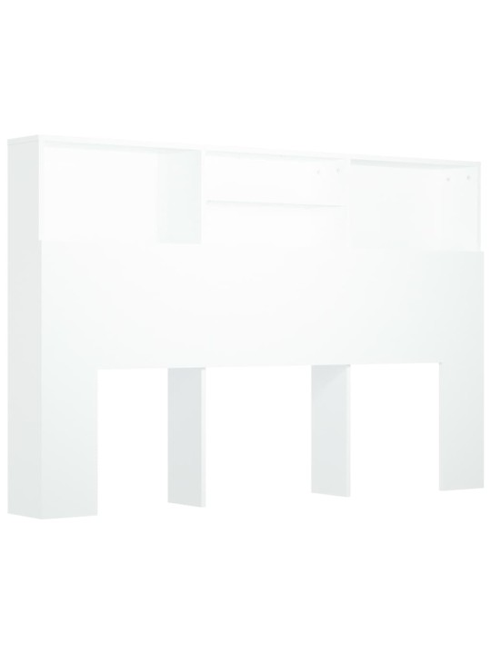 Gultas galvgalis ar plauktu, balts, 160x19x103,5 cm