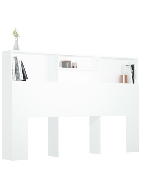 Gultas galvgalis ar plauktu, balts, 160x19x103,5 cm
