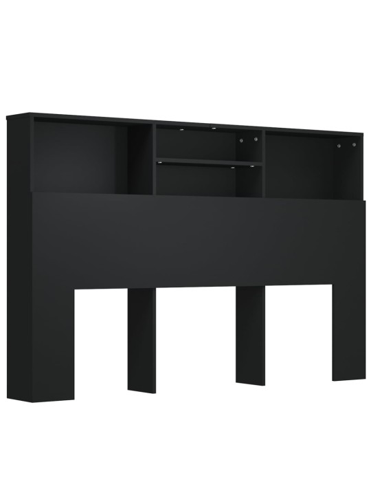 Gultas galvgalis ar plauktu, melns, 160x19x103,5 cm