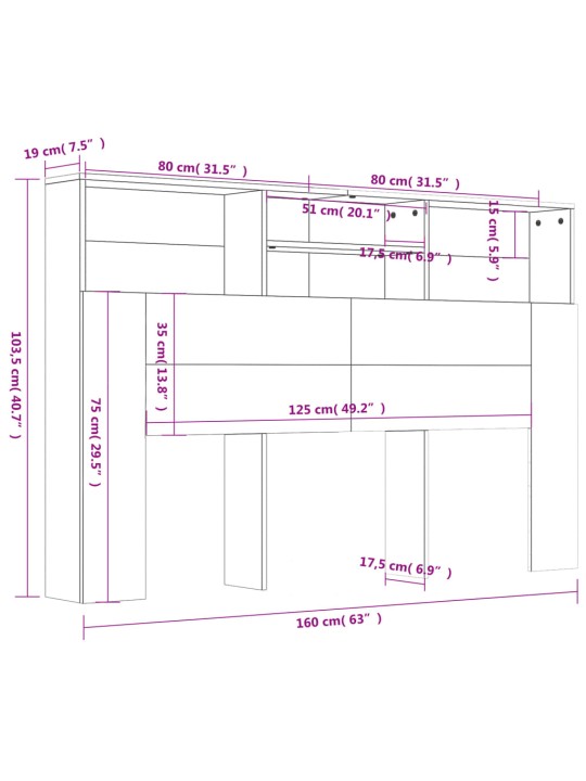 Gultas galvgalis ar plauktu, melns, 160x19x103,5 cm