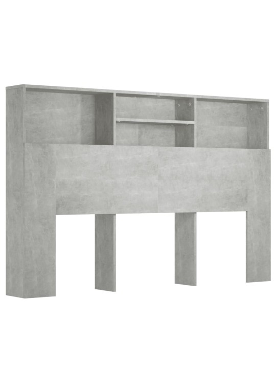Gultas galvgalis ar plauktu, betona pelēks, 160x19x103,5 cm