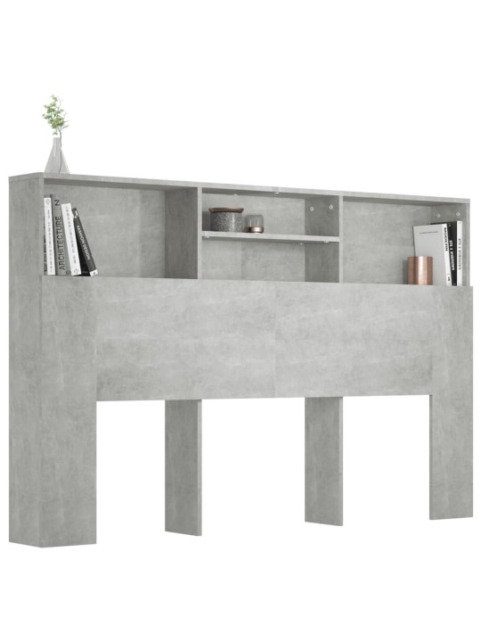 Gultas galvgalis ar plauktu, betona pelēks, 160x19x103,5 cm