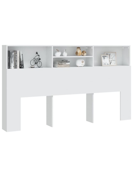 Gultas galvgalis ar plauktu, balts, 180x19x103,5 cm