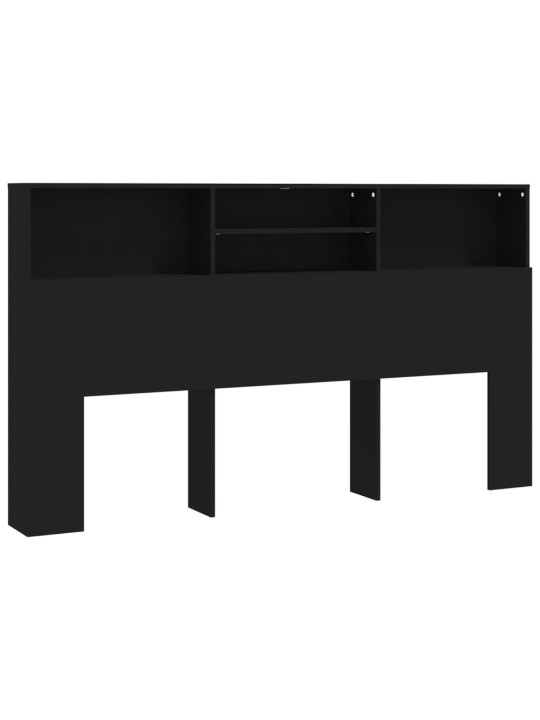 Gultas galvgalis ar plauktu, melns, 180x19x103,5 cm