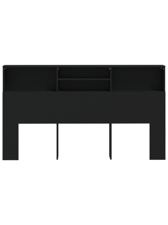 Gultas galvgalis ar plauktu, melns, 180x19x103,5 cm