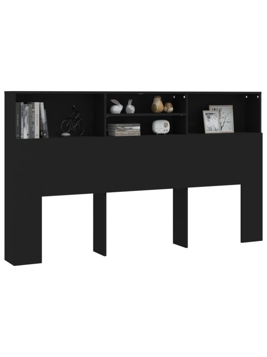 Gultas galvgalis ar plauktu, melns, 180x19x103,5 cm